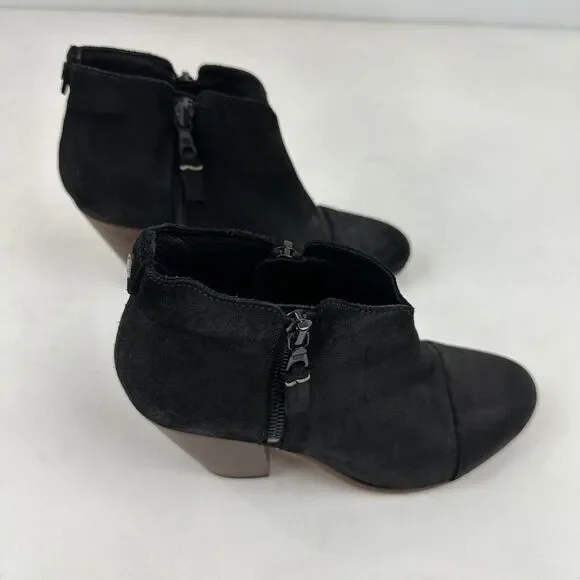 RAG & BONE NEW YORK Margot Black Leather Heeled Side Zip Ankle Booties 7.5/37.5 - Picture 7 of 13